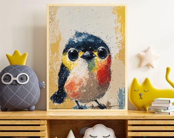 Bulbul Bird Art Print: Colorful Songbird Nursery Decor