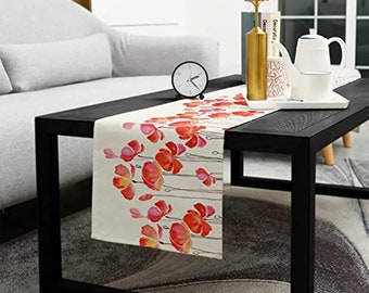 Mohn Tischläufer Esszimmer Tischdecke Dekoration Wohnzimmer Tischdeko Modern Frühling Tischläufer Bunt