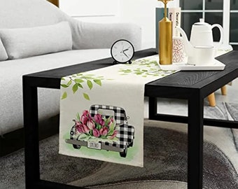 Frühlingstischläufer Esszimmer Tischdecke Tulpe Dekoration Wohnzimmer Tischdeko Dekoration Frühling Tulpe Tischläufer Kariert