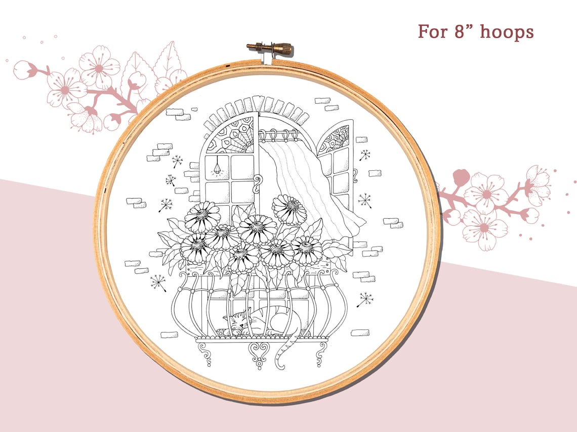 Zinnias Hand Embroidery Pattern for 8 Hoops PDF Download Etsy