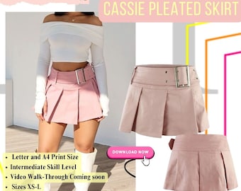 Chic Cassie Pleated Skirt Pattern | XS-L Digital PDF |  Modern DIY Fashion |  Printable Sewing with Video Guide