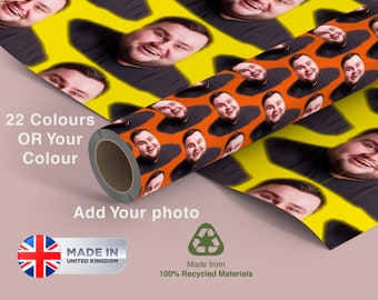 Personalised With ANY Face Wrapping Paper | Funny Heads Print, Unique Novelty Gift Wrap | Custom Birthday Gift Ideas for Friends and Family