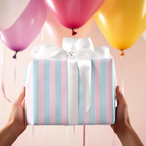Roze en blauw Gender Reveal Cadeaupapier | 1 tot 10 meter | op een ROL |  Op bestelling gemaakt | VK | MKB