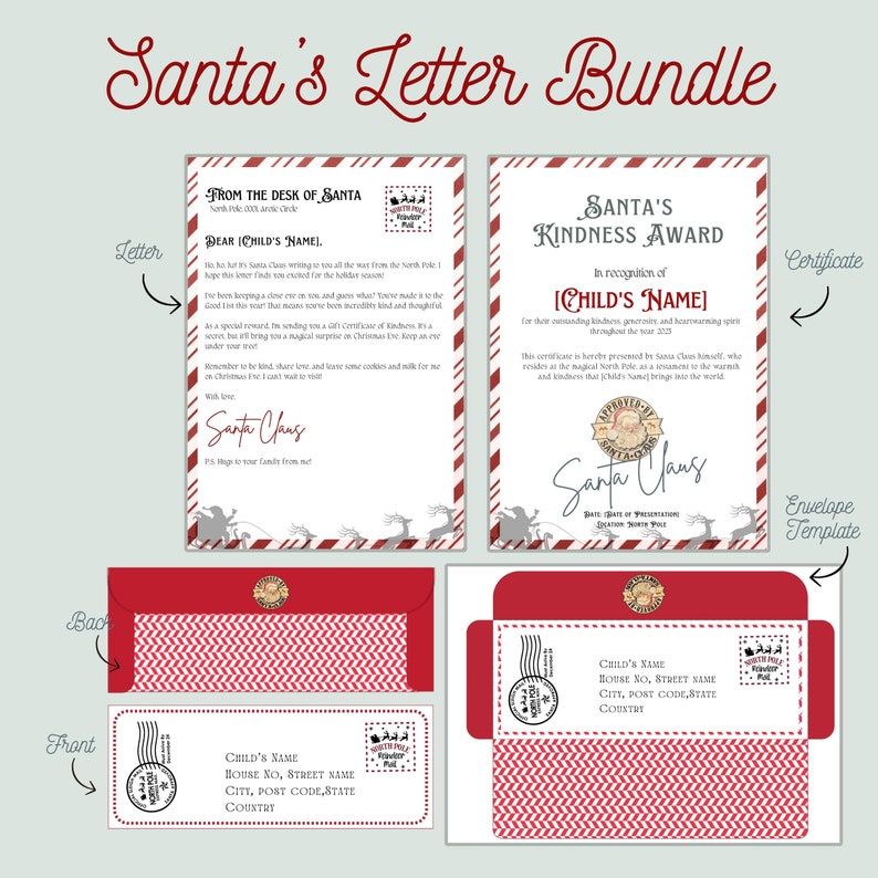 Santa Letter Download Template, Letter From Santa Personalized. Etsy Australia