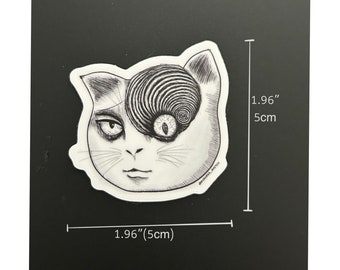 Junji Ito Cat Uzumaki(Spiral) Waterproof Matte Sticker