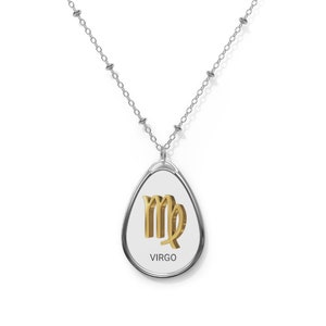 Brass Ellipse Necklace | Virgo Zodiac Astrological Horoscope sign pendant | Zinc Alloy