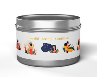 Coconut Soy Wax Tin Candle: Graceful Strong Confident Aromatherapy