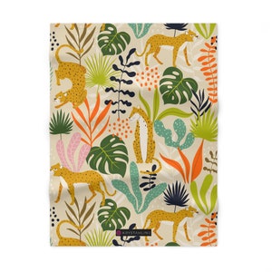 Jaguar & Plants theme | Soft Fleece Baby Blanket |