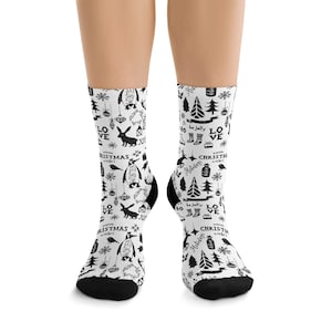 Festliche recycelte Poly-Socken: Weihnachtsfeiertags-Druck