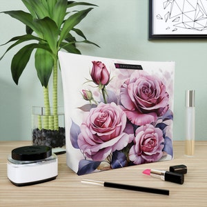 Cotton Cosmetic Bag: Rose Print Travel Pouch