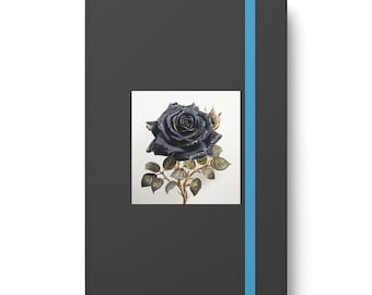 Carnet à couverture rigide Black Rose : Carnet de notes gothique élégant | Journal intime fleuri noir ou carnet de notes florales |