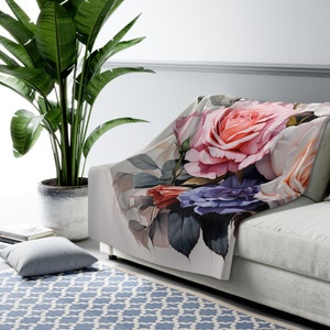 Rose Bouquet design | Sherpa Fleece Blanket
