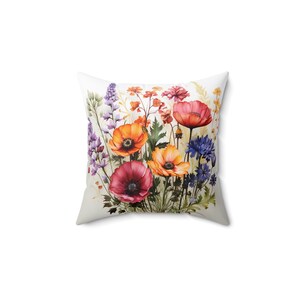Decorative Floral Pillow | Spun Polyester Square | Boho Style