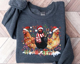 Christmas Chicken Sweatshirt, Chicken Christmas Gift, Chicken Christmas Sweatshirt, Christmas Sweater, Holiday Sweater, Christmas Shirt