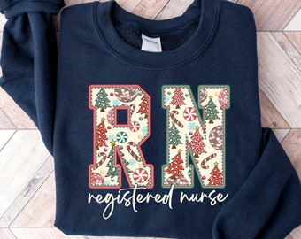 Registered Nurse Christmas Sweatshirt, Christmas Nurse Shirt, Matching Nurse Team Shirts, Merry Christmas Nurse Sweater