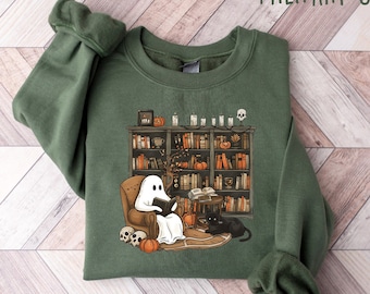 Ghost Book Reader Sweatshirt, Reading Tee Book lover gift Reading enthusiast book shirt ghost reader tee literature lover, Boo Sweatshirt