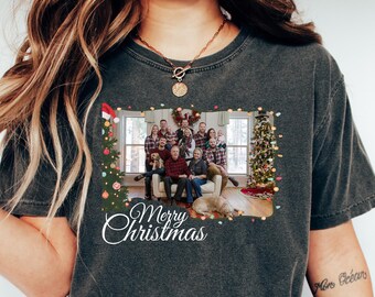 Custom Photo Christmas tShirt,Your Photo and Any Text,Christmas Custom Sweatshirt Photo ,Personalized Xmas Family Gifts,Xmas T-shirt Picture