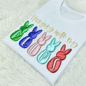 Chilling With My Peeps Puff Shirt, Embossed Chilling With My Peeps Shirts, Cute Easter Puff Sweatshirt, Trendy Gift For Easter Day