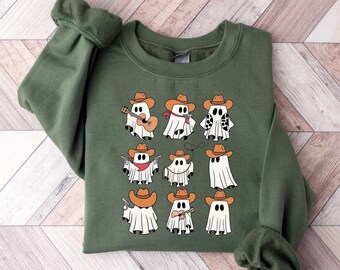Western Halloween Shirt, Cowgirl Ghost, Cute Ghost Shirt, Boo Haw Ghost T-shirt, Retro Ghost Tee, Halloween Sweater, Cowboy Halloween Shirt