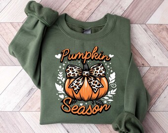 Pumpkin Season Coquette Bow Sweatshirt, Fall Pumpkin Coquette Bow Sweater, Fall Vibes Shirt, Fall Season Shirt, Pumpkin Lover, Pumpkin Spice
