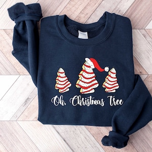 Oh Christmas Tree Sweatshirt, Christmas Cake Sweatshirt, Womens Merry Christmas Shirts, Merry And Bright Christmas Tree Sweatshirt, Xmas Tee