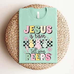 Jesus is Risen Tell Your Peeps Shirt, Easter Jesus Kid Shirt, Cute Bunny Peep Shirt, Easter Toddler Shirt, Christian Kids Gift,Toddler Shirt