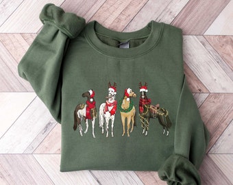 Funny Christmas Horse Sweatshirt, Western Christmas Horse Sweater, Christmas Animal, Horse Reindeer Cowboy Christmas Shirt, Horse Shirt