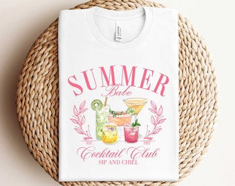 Summer Babe Cocktail Club Shirt, Girly Beach Shirt, Social Girl Shirt, Cocktail Lover Shirt, Summer Vibes Shirt, Bachelorette Party Tee, Mom