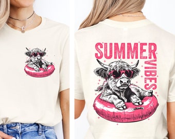 Retro Highland Cow Shirt, Comfort Funny Shirt, Summer Vibes Shirt, Cow Lover Gift, Funny Beach Shirt, Retro Summer Shirt, Western Summer