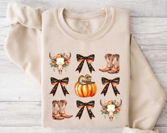 Western Halloween Sweatshirt, Coquette Halloween Shirt, Fall Western Crewneck, Spooky Season Cowgirl Social Club Shirt, Fall Pumpkin Shirt