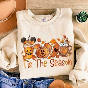 Pull Disney C'est la saison, chemise Disney, chemise automne Disney, chemise automne, chemise citrouille Disney, chemise automne Mickey, chemise citrouille saison