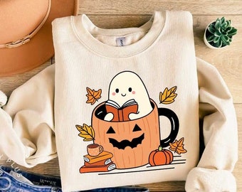 Ghost Reading Books Shirt, Bookish Halloween Shirt, Teacher Librarian Halloween Gift, Halloween Book Lover, Halloween School Shirt