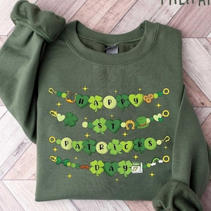 Saint Patrick Bracelet Sweatshirt, Saint Patty&#39;s Day, St Patrick Lucky Shirt, Irish Shirt, Gift for Mom Shirt, Lucky Bracelet Shirt