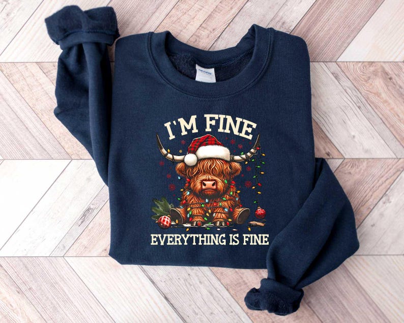Cow Christmas Sweatshirt, Merry Christmas Heifers Tee, Christmas Cow Shirt, Highland Cow Farm Christmas Shirt, Farmer Cow Animal Lover Shirt image 5