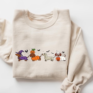 Dachshund Sweatshirt, Halloween Dachshund Shirt, Halloween Cute Dog Shirt, Cute Ghost Dogs Halloween Shirt, Funny Halloween Shirt, Halloween