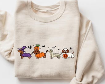 Dachshund Sweatshirt, Halloween Dachshund Shirt, Halloween Cute Dog Shirt, Cute Ghost Dogs Halloween Shirt, Funny Halloween Shirt, Halloween