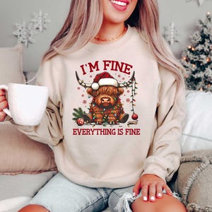 Cow Christmas Sweatshirt, Merry Christmas Heifers Tee, Christmas Cow Shirt, Highland Cow Farm Christmas Shirt, Farmer Cow Animal Lover Shirt image 2