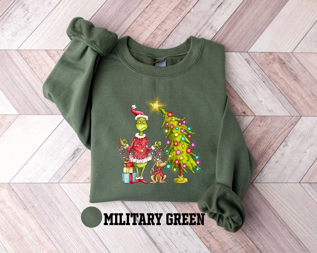 Grinch Christmas Tree Shirt Grinch Sweatshirt Christmas Etsy