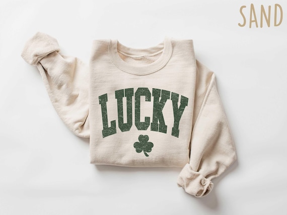 Womens Lucky Sweatshirt, Cute Shamrock Shirt, Happy St Patricks Day Shirt, St Pattys Day Outfit, Irish Lucky Day Shirt, St Patricks Day Gift