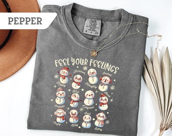 Comfort Colors®Christmas Mental Health Sweatshirt, Feel Your Feelings T-shirt,SLP Cute Christmas tee Shirt, Women Christmas Tshirt,Xmas gift