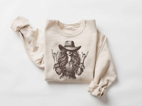 Cowgirl Sweatshirt, Trendy Rocker Cowgirl Shirt, Western Cowboy Girl Shirt, Country Shirt, Country Music Shirt