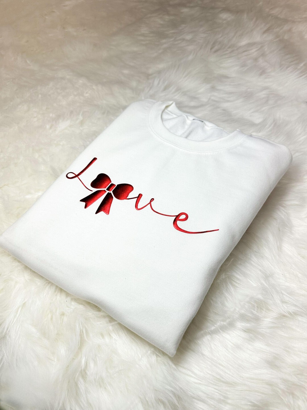 Rose Love Lines Pattern Crew Neck Puff Sleeve Sweater main image 1