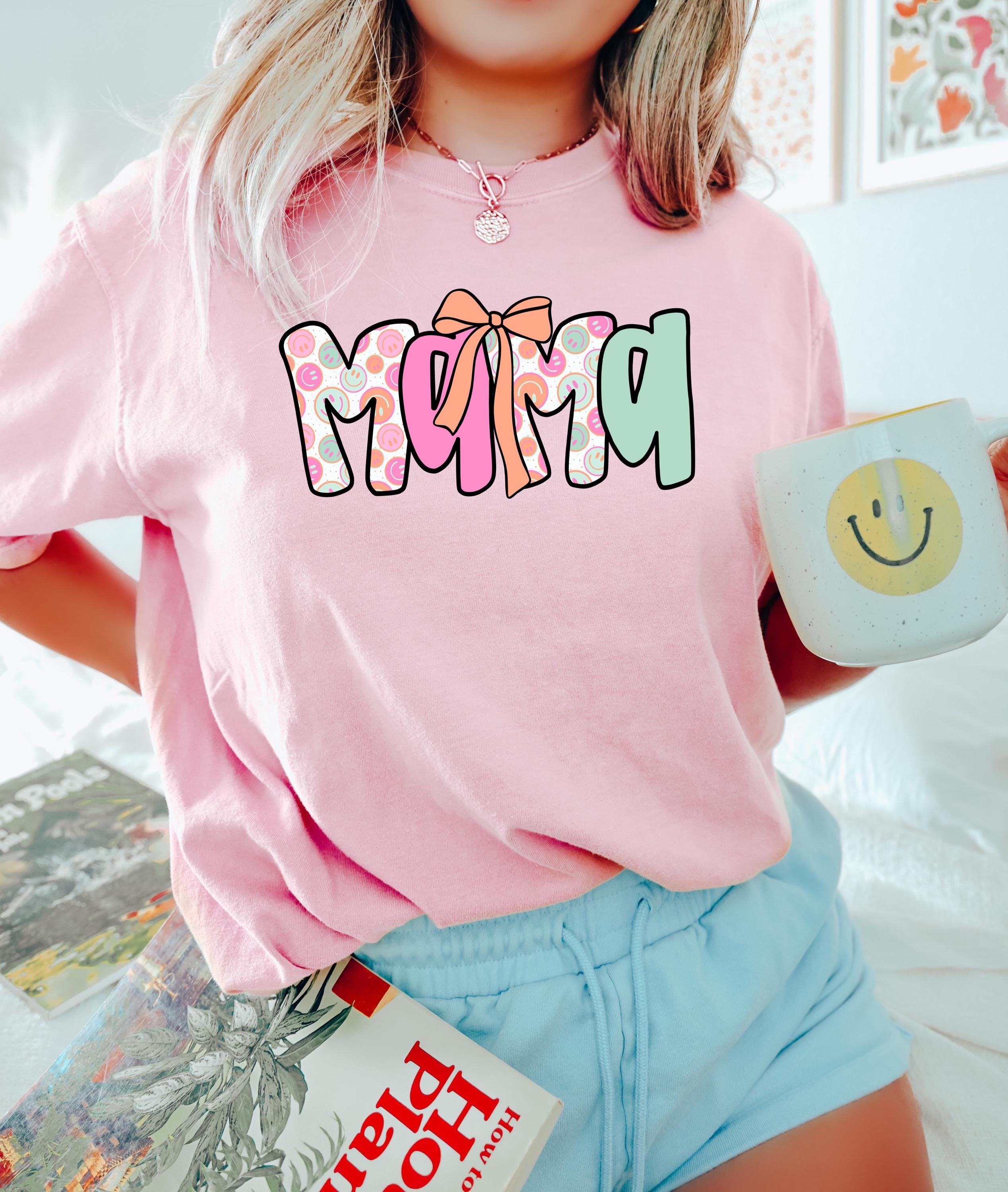 Coquette Smile Mama Flower Shirt,cute Pink Bow Mama Sweatshirt