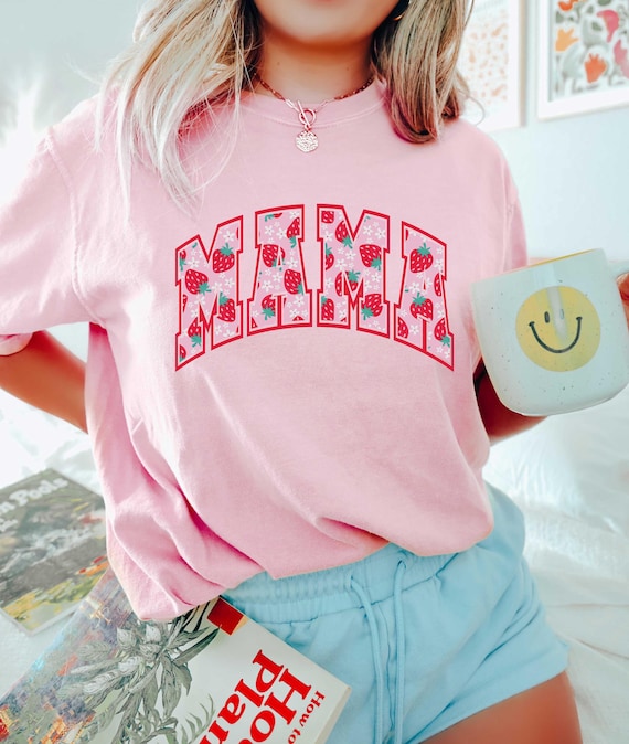 Strawberry Mama T Shirt, Strawberry Mom Shirt, First Mothers Day Gift For Mama Tshirt, Baby Announcement, New Mom Gift, Cute Strawberry Tee