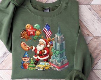 Thanksgiving Parade Day Sweatshirt, New York Holiday Graphic Tee, Santa Empire Building Shirt, Fall Christmas Parade Sweater, Festive NYC