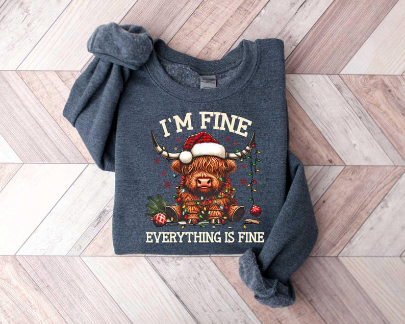 Cow Christmas Sweatshirt, Merry Christmas Heifers Tee, Christmas Cow Shirt, Highland Cow Farm Christmas Shirt, Farmer Cow Animal Lover Shirt image 3