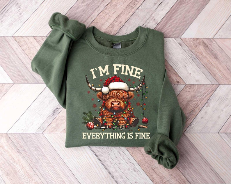 Cow Christmas Sweatshirt, Merry Christmas Heifers Tee, Christmas Cow Shirt, Highland Cow Farm Christmas Shirt, Farmer Cow Animal Lover Shirt image 1