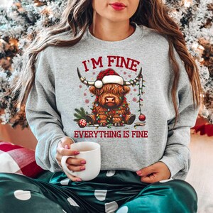 Cow Christmas Sweatshirt, Merry Christmas Heifers Tee, Christmas Cow Shirt, Highland Cow Farm Christmas Shirt, Farmer Cow Animal Lover Shirt image 4
