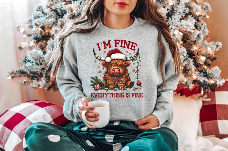 Cow Christmas Sweatshirt, Merry Christmas Heifers Tee, Christmas Cow Shirt, Highland Cow Farm Christmas Shirt, Farmer Cow Animal Lover Shirt image 4