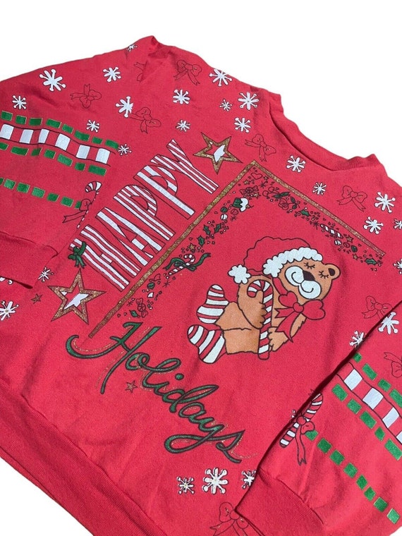 Vintage Merry Christmas Sweatshirt Large USA Wint… - image 6
